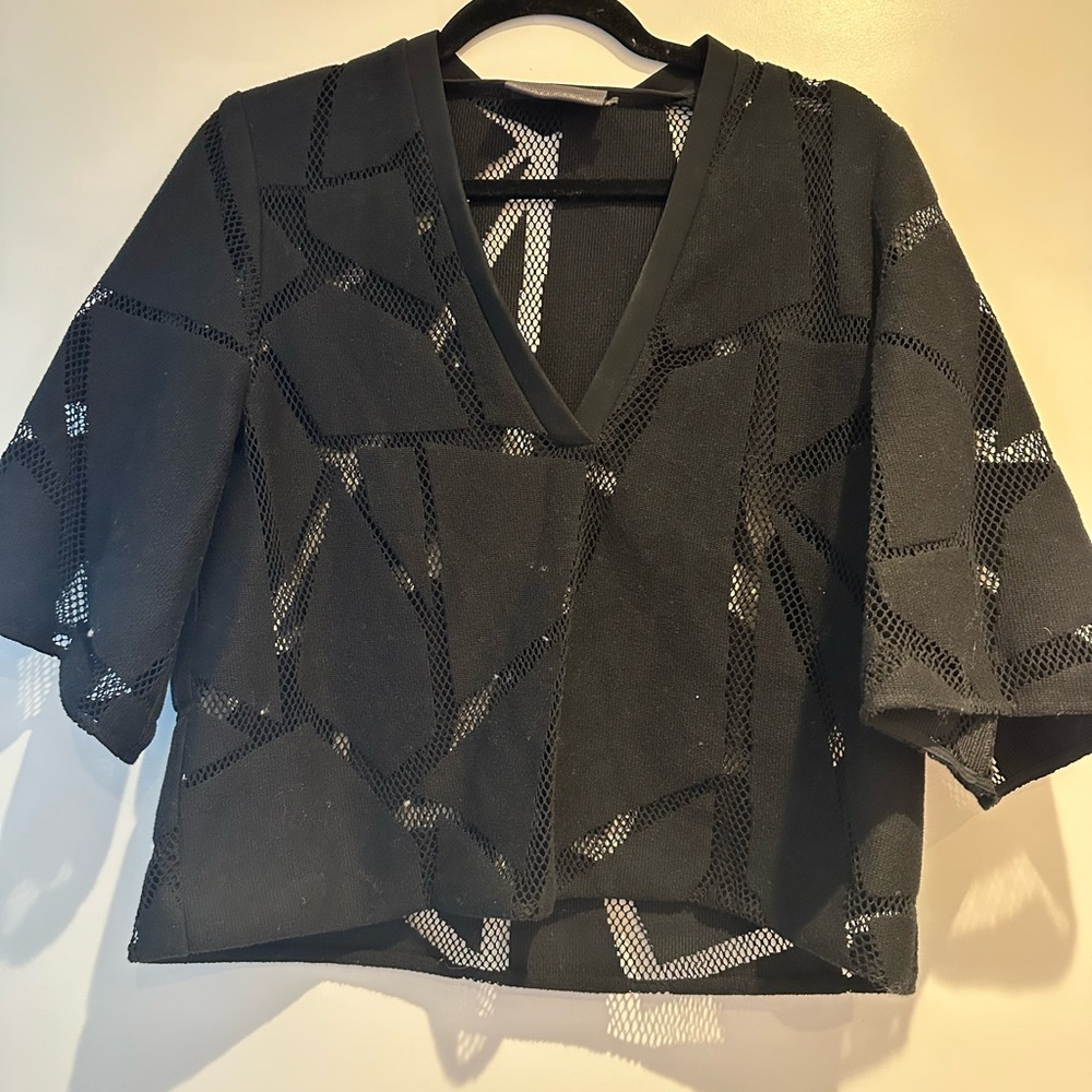Ginger & Smart Black Boxy 3/4 Sleeve Blouse